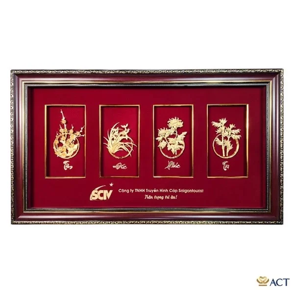 Tranh tứ quý dát vàng 24K - Quà Tặng Dát Vàng 24K - Công Ty TNHH V&T GOLD Việt Nam